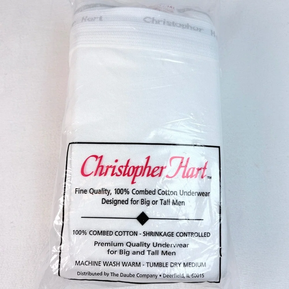 Christopher Hart Mens White 2-Pack Briefs Big and Tall 100% Cotton 8X-9X 72-74